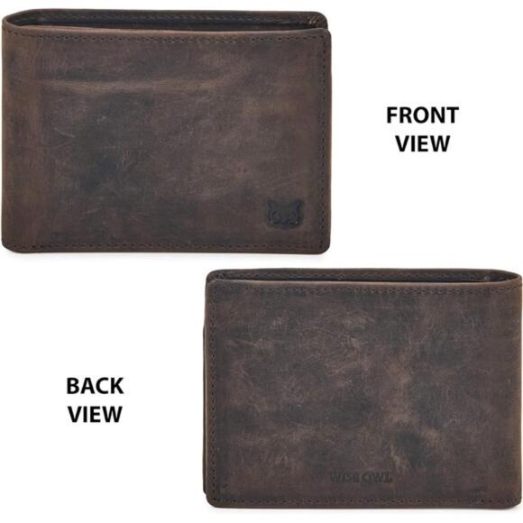 Mens Leather Wallet Bifold RFID Blocking Slim Minimalist Front Pocket Gift - Picture 4 of 6